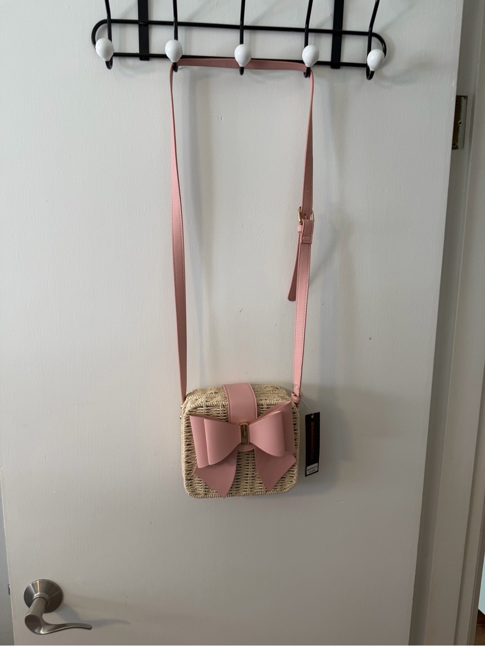 Like Dreams Straw Bow Crossbody Bag Pink NWT Bridal Shower Vacation - Picture 2 of 6